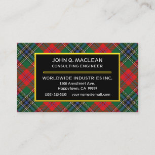 Schottischer Clan MacLean roter Tartan kariert Visitenkarte
