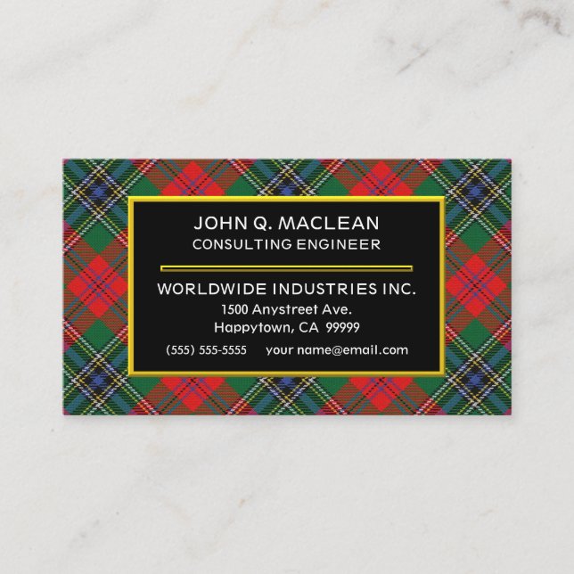Schottischer Clan MacLean roter Tartan kariert Visitenkarte (Vorderseite)