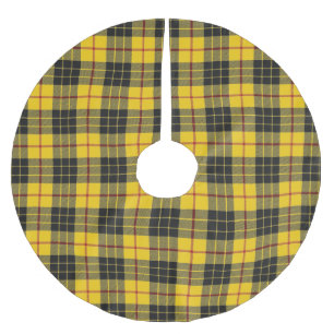 Schottischer Clan MacLeod gelber schwarzer Tartan Polyester Weihnachtsbaumdecke