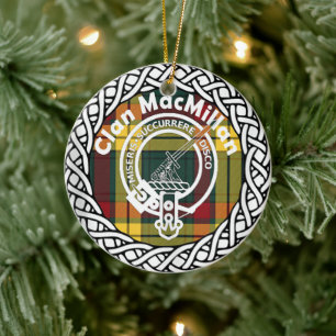 Schottischer Clan MacMillan Tartan und Wappen Keramik Ornament