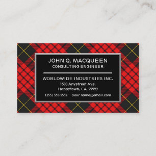 Schottischer Clan MacQueen Tartan kariert Visitenkarte