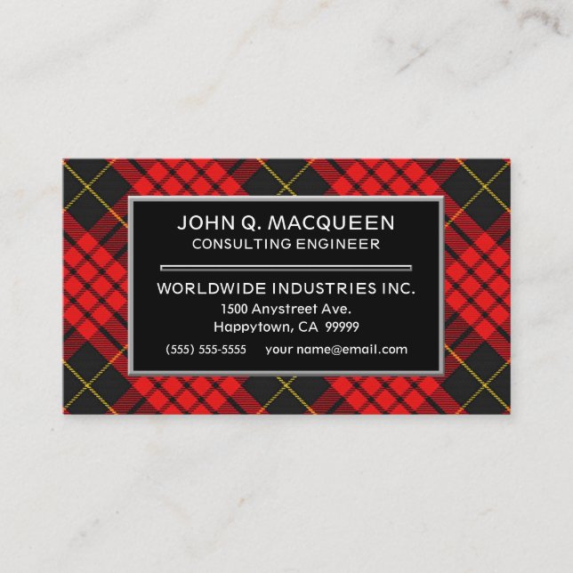 Schottischer Clan MacQueen Tartan kariert Visitenkarte (Vorderseite)