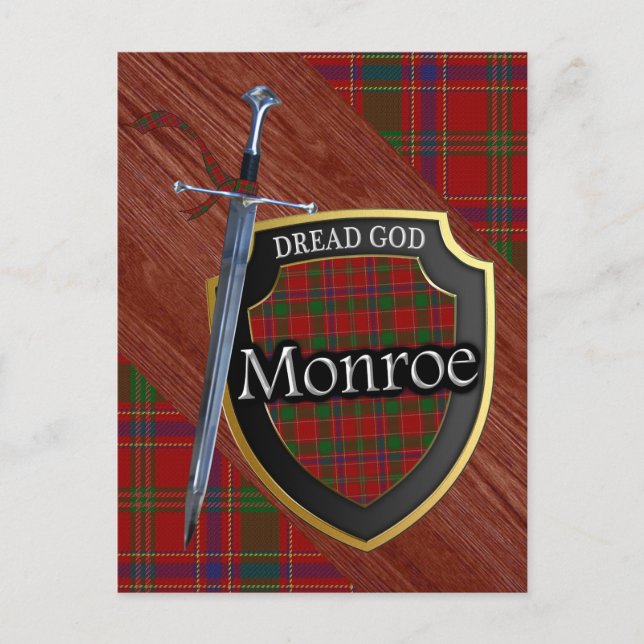 Schottischer Clan Monroe Munro Tartan Shield und S Postkarte (Vorderseite)