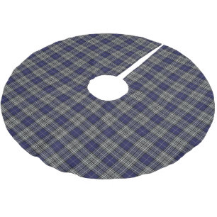 Schottischer Clan-Napier blauer weißer Tartan Polyester Weihnachtsbaumdecke