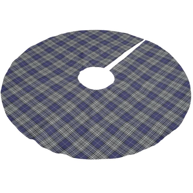 Schottischer Clan-Napier blauer weißer Tartan Polyester Weihnachtsbaumdecke (Schrägansicht)