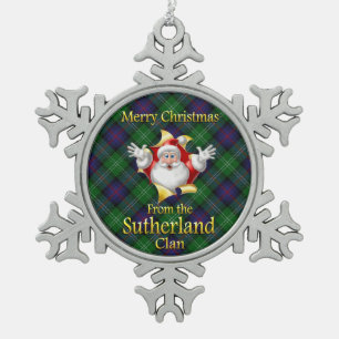 Schottischer Clan Sutherland Weihnachtsbaumschmuck Schneeflocken Zinn-Ornament