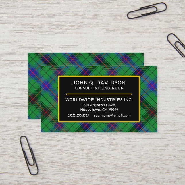 Schottischer ClanDavidsonTartan kariert Visitenkarte (Vorderseite/Rückseite Beispiel)