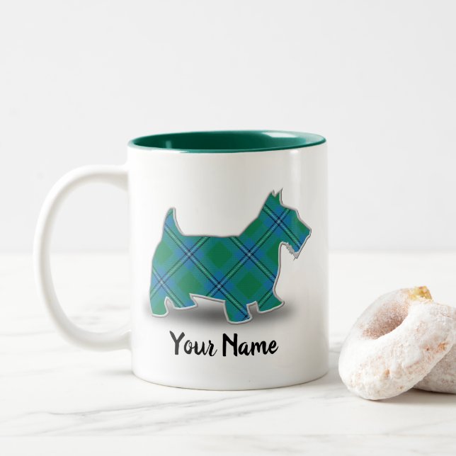 Schottischer ClanIrvine Irwin TartanScottish Zweifarbige Tasse (Mit Donut)