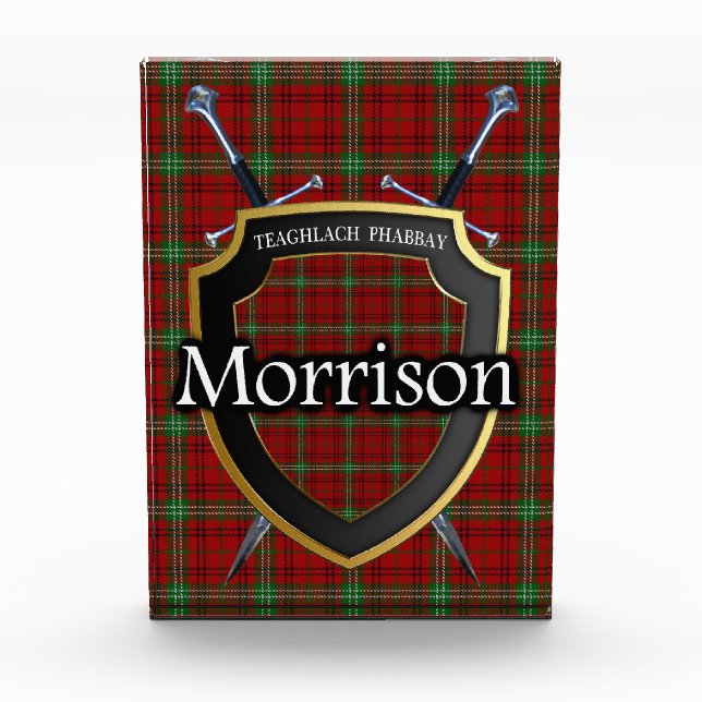 Schottischer ClanMorrisonTartan Fotoblock (Vorderseite)