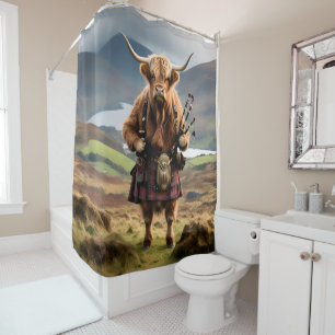 Schottischer Highland-Cow-Bagpiper, Duschvorhang