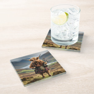 Schottischer Highland-Cow-Bagpiper, Glasuntersetzer