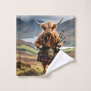 Schottischer Highland-Cow-Bagpiper,  Waschlappen
