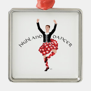 Schottischer Highland Fling - Rotes Plaid Ornament Aus Metall