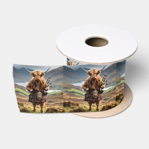 Schottischer Highland-Kuh-Bagpiper, Satinband