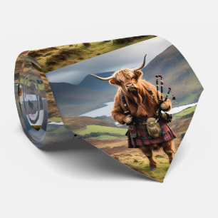 Schottischer Highland-Kuh-Bagpiper, Schlips Krawatte
