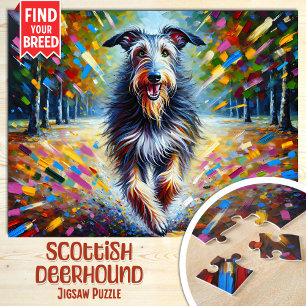 Schottischer Hirschhund Hund Porträt Acryl-Kunstpr