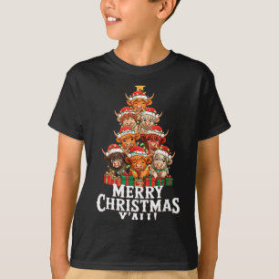 Schottischer Hochlandkuh-Weihnachtsbaum Lustige Ku T-Shirt