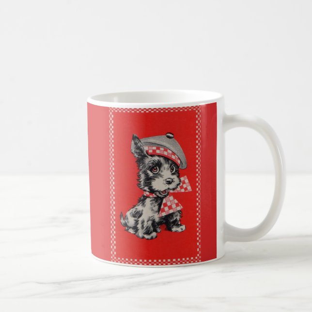 Schottischer Hund der 1950er Jahre in Rot Kaffeetasse (Rechts)