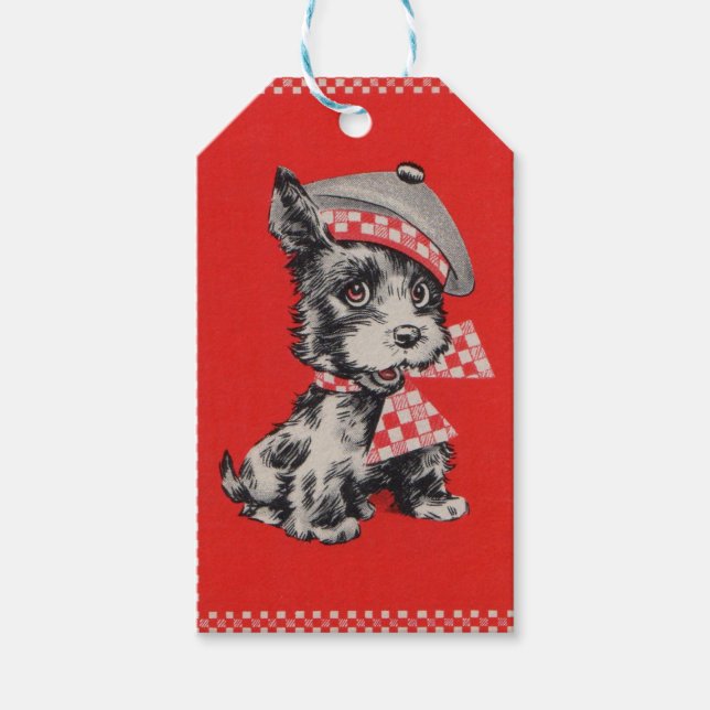 Schottischer Hund in Rot Geschenkanhänger (Vorderseite)
