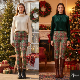 Schottischer Karo-Weihnachts-Rot-Grün-Fein Leggings