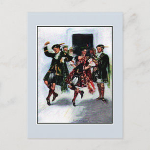 Schottischer Kilt-Tanz Buchillustration Postkarte