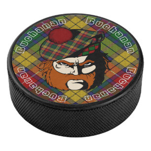 Schottischer Krieger Clan Buchanan Tartan Eishockey Puck