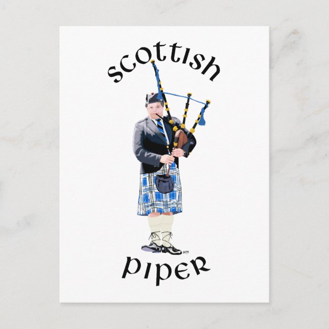 Schottischer Pfeifer - Blau Postkarte (Vorderseite)