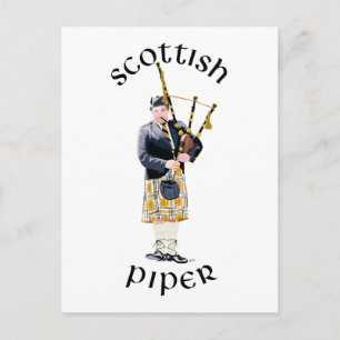 Schottischer Pfeifer - Brauner Kilt Postkarte