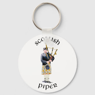 Schottischer Pfeifer - Brauner Kilt Schlüsselanhänger