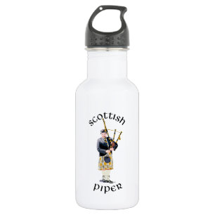 Schottischer Pfeifer - Braunes Plaid Trinkflasche