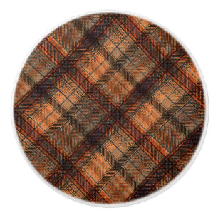 Schottischer Plaid-Tartan braun orange schwarz kla Keramikknauf