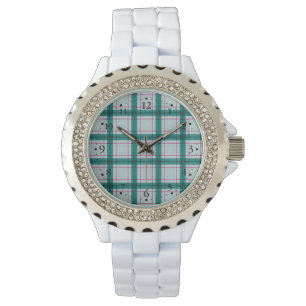 Schottischer Rot Grün Weiß Tartan Armbanduhr