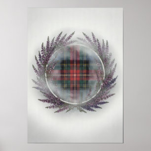 Schottischer Roter Tartan-Heide-Kranz Poster