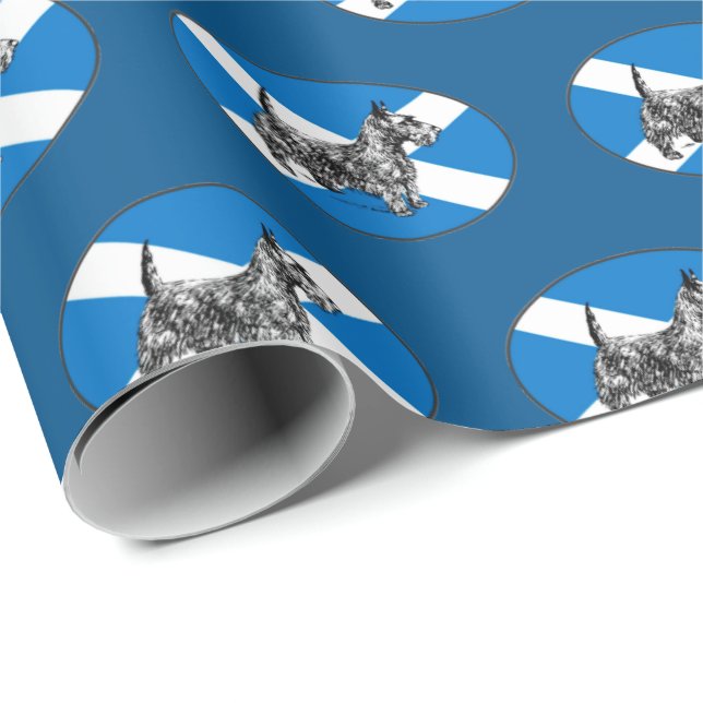 Schottischer Scottie-Hund mit Flagge von Geschenkpapier (Rolleneckpunkt)