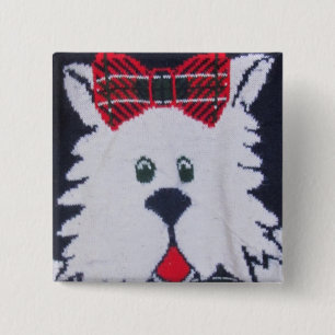 Schottischer Scottie-Terrier-Welpe Hund Karo Knopf Button