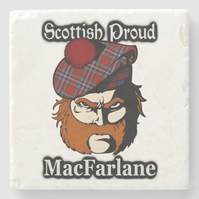Schottischer stolzer Clan MacFarlane Tartan Steinuntersetzer (Vorderseite)