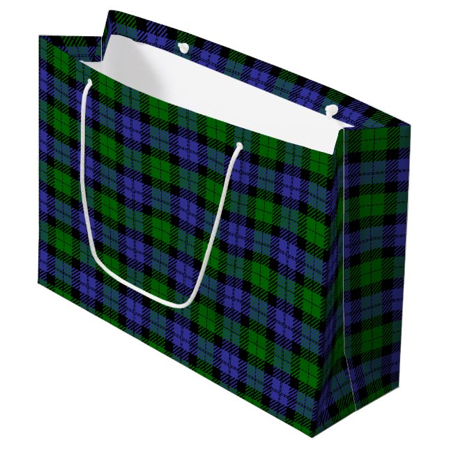 Schottischer Tartan Große Geschenktüte (Vorderseite Schrägansicht)