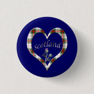 Schottischer Tartan-Herz-Distel-Knopf Button