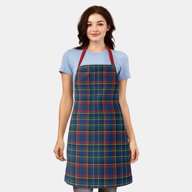 Schottischer Tartan Kariert in Kirschrot und König Schürze (Getragen)