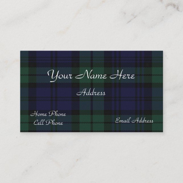 Schottischer Tartan-karierte Geschäfts-Karte Visitenkarte (Vorderseite)