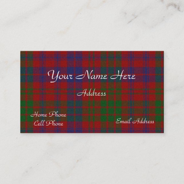 Schottischer Tartan-karierte Geschäfts-Karte Visitenkarte (Vorderseite)