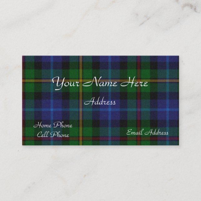 Schottischer Tartan-karierte Geschäfts-Karte Visitenkarte (Vorderseite)