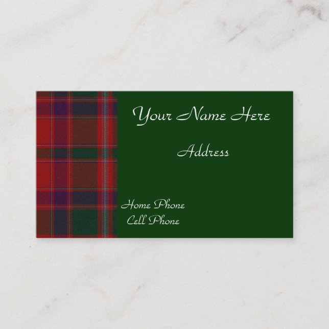 Schottischer Tartan-karierte Geschäfts-Karte Visitenkarte (Vorderseite)