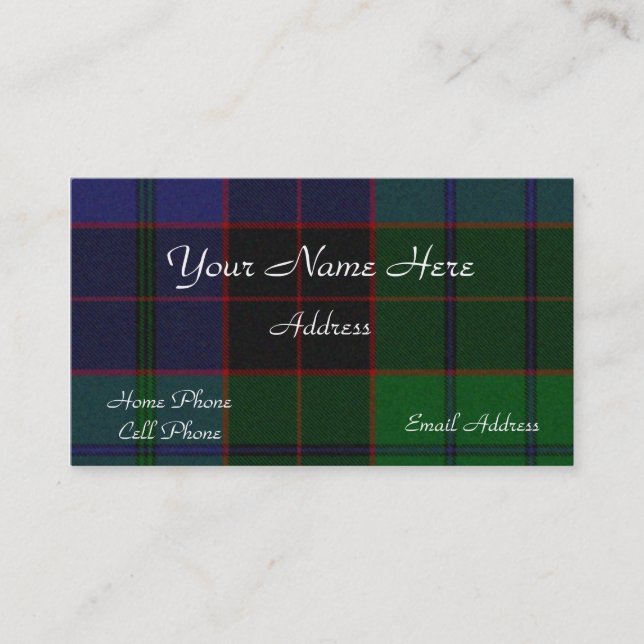 Schottischer Tartan-karierte Geschäfts-Karte Visitenkarte (Vorderseite)