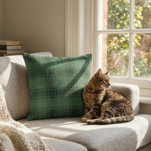 Schottischer Tartan: Klassisches huntergrünes Karo Kissen