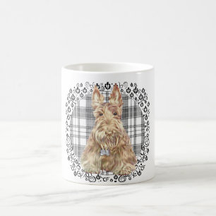 Schottischer Tartan-Scottie Schwarz & Weiß Kaffeetasse