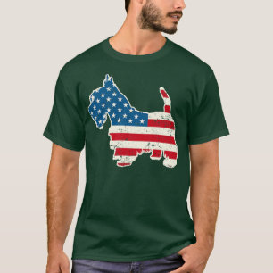 Schottischer Terrier Amerikanische Flagge 4. Juli T-Shirt