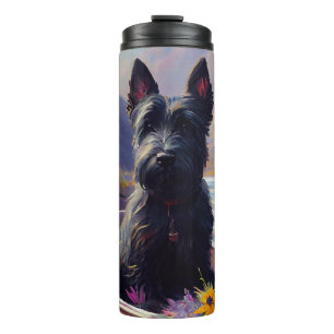 Schottischer Terrier auf einem Paddel: Ein landsch Thermosbecher