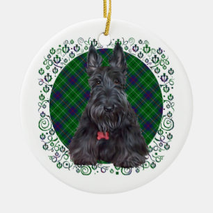 Schottischer Terrier auf Tartan Keramik Ornament