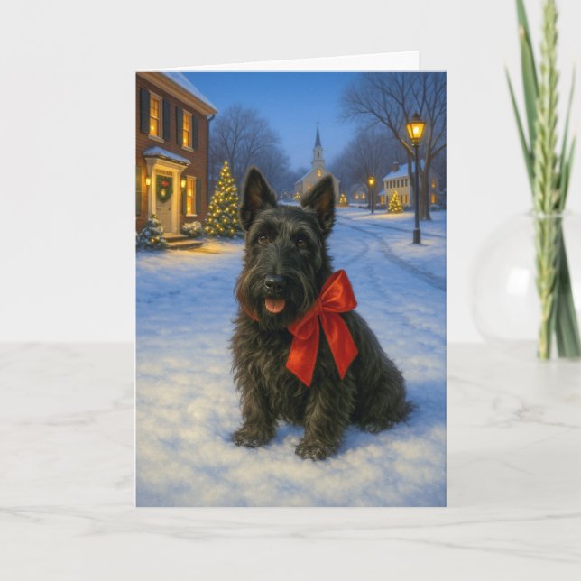 Schottischer Terrier Feiertagskarte (Vorderseite)
